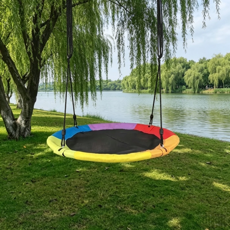 Kids Outdoor Garden Set - 円形オックスフォードネットキャンバス子供用ハンモック吊り下げロープスイング屋外ツール公園キャンプバルコニー裏庭庭遊び場セット