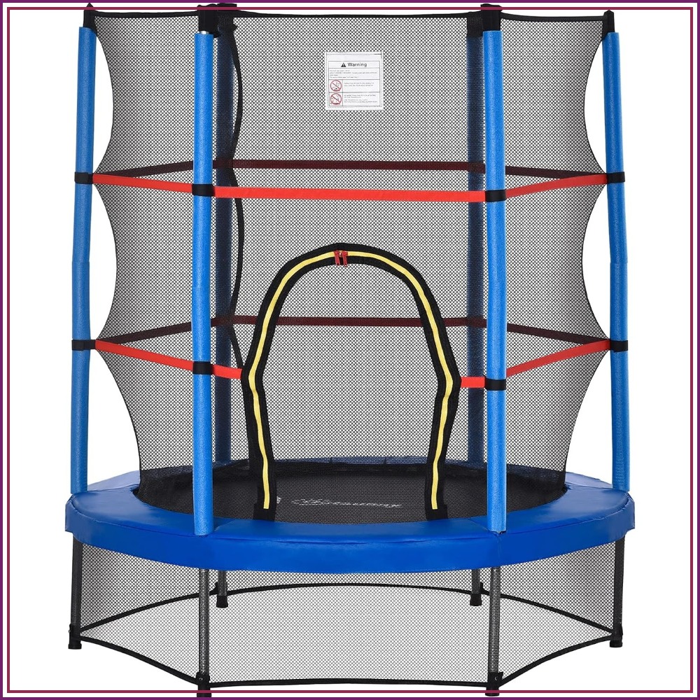 Kids Outdoor Frame - 55インチ ミニトランポリン 子供用 3～6歳向け、屋内/屋外用 エンクロージャーネット付き、スプリングレスデザイン、安全パッド、スチールフレーム、耐荷重99ポンド