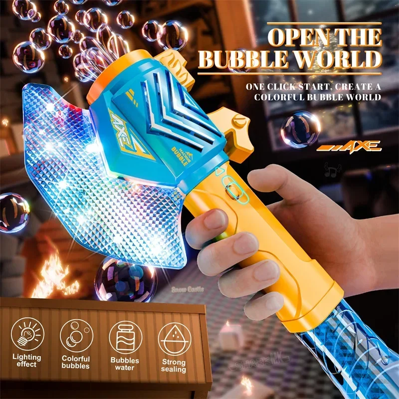 Bubble Sword Wand - ハンドヘルドアックスバブルスティッククールライト自動バブルマシン屋外ビーチパーティー男の子女の子電動バブルワンド子供のおもちゃ