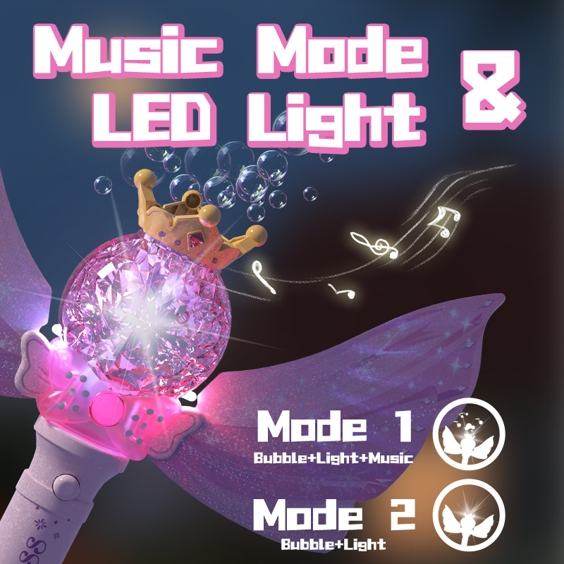 Bubble Sword Wand - プリンセスエンジェルウィングバブルワンド電動自動バブルブロワーおもちゃ、LEDライトと音楽付き、子供用屋外遊び誕生日プレゼント（G向け）