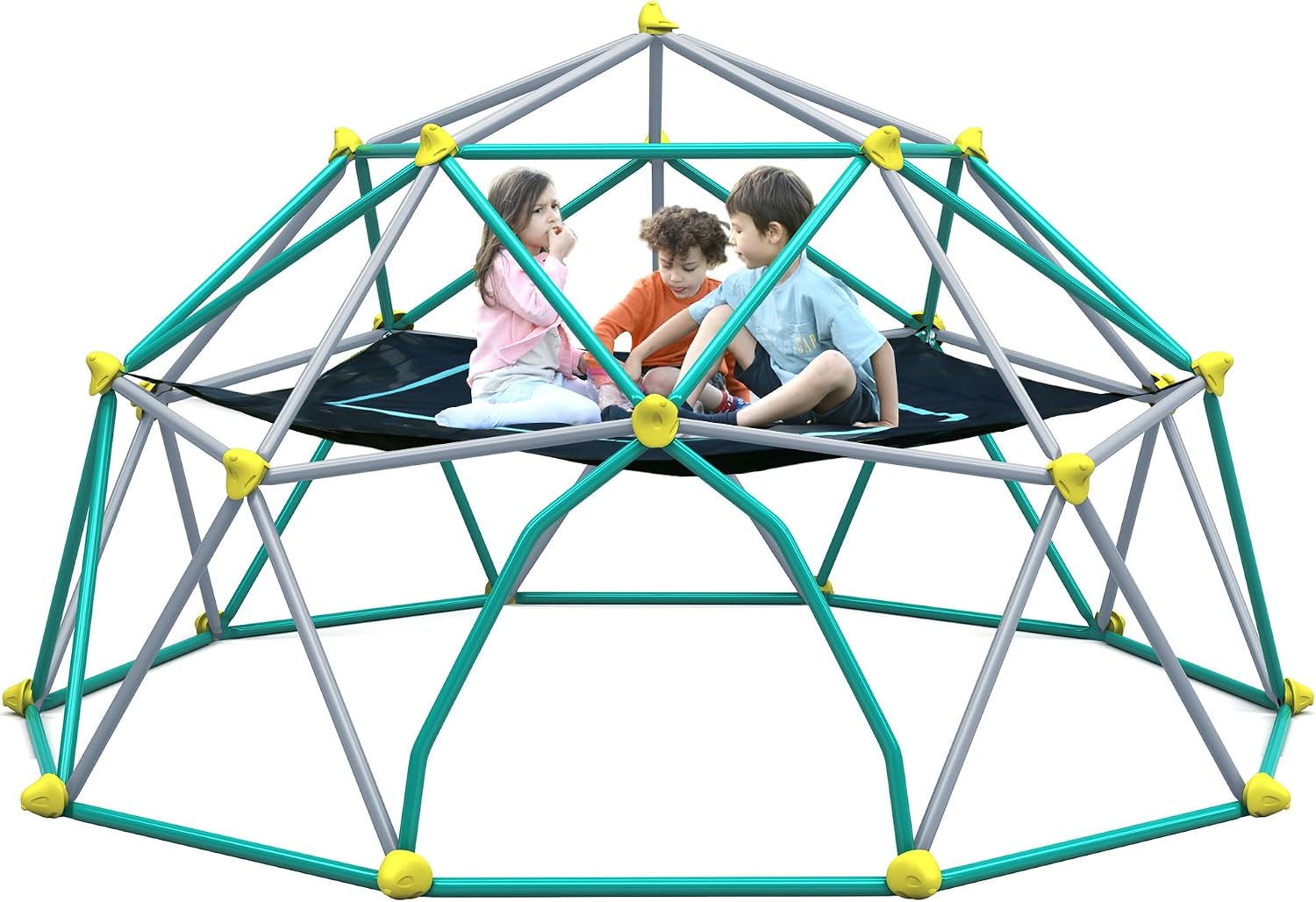 Kids Outdoor Jungle Gym Dome - 13フィートのクライミングドーム、3～10歳のお子様向けプレイキャノピー付き、耐荷重1000ポンドの屋外遊具、防錆ジャングルジム、簡単組み立て