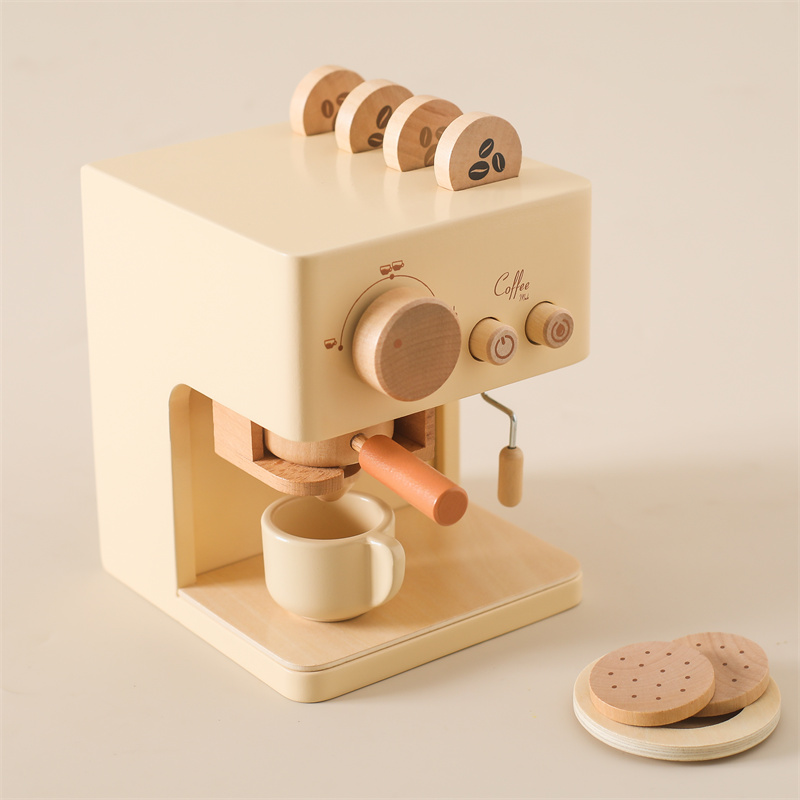 Kids Outdoor Kitchen Accessories - 子供木製モンテッソーリおもちゃセット子供コーヒーマシンキッチンおもちゃ子供コスプレままごと知育玩具ブロックベビーギフト