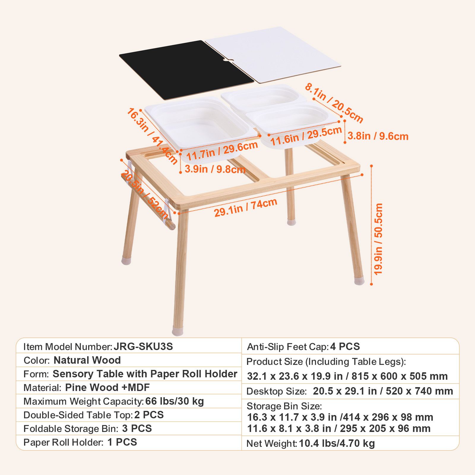 幼児用感覚テーブル、3つの折りたたみ式収納箱とペーパーロール - Kids Outdoor Sensory Table のレビューと価格