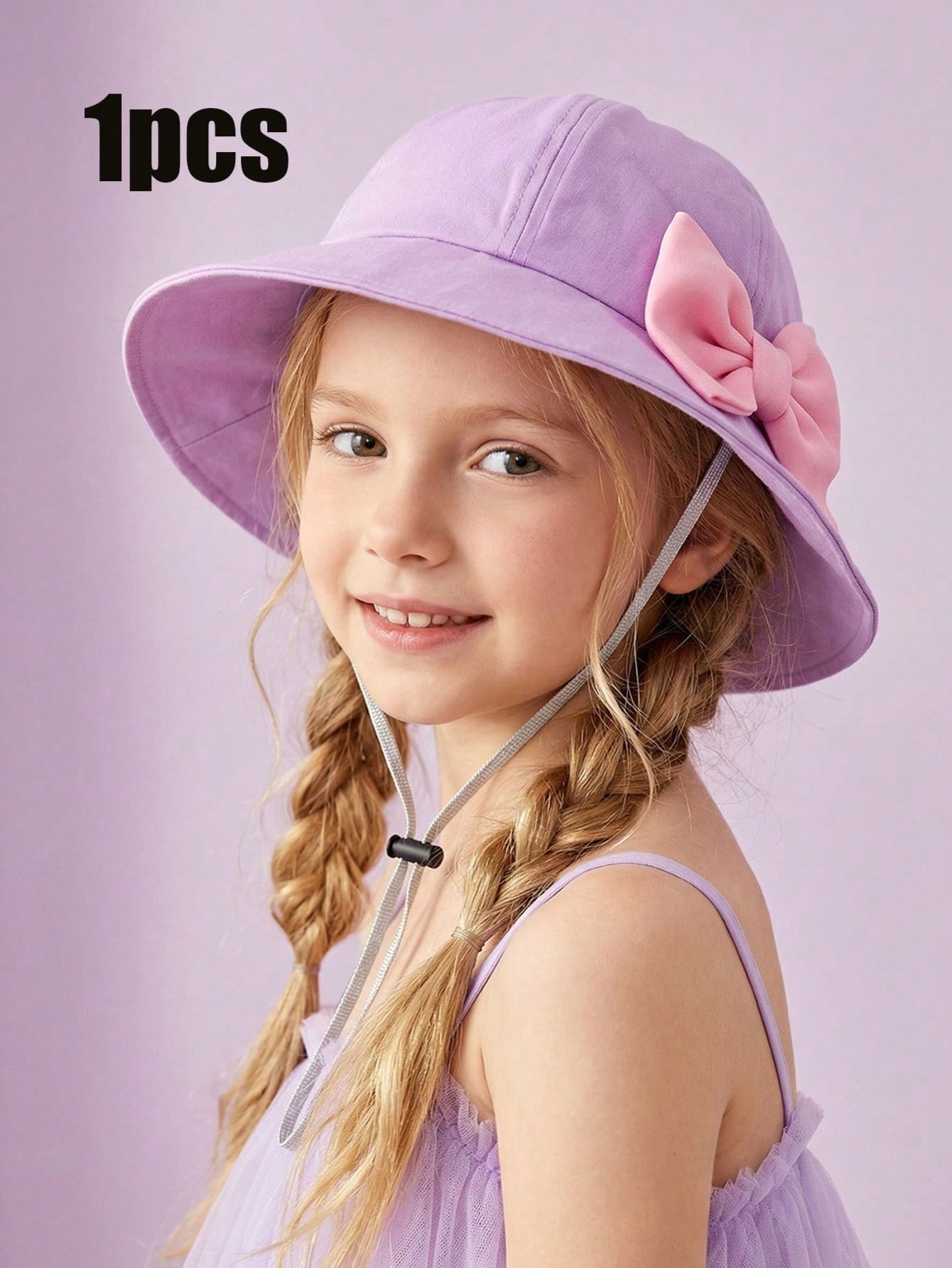 1 個女の子用 3-8Y トレンディなピンクの大きなリボン付 - Kids Outdoor Hat のレビューと価格