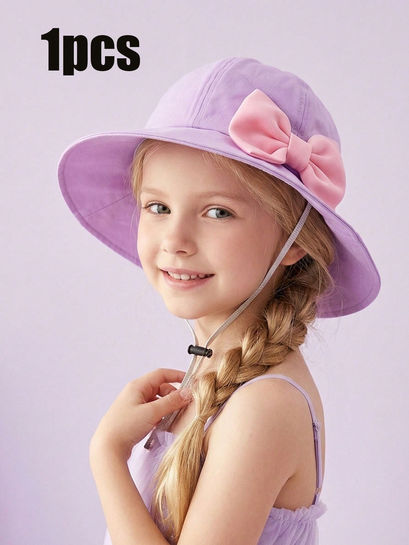 1 個女の子用 3-8Y トレンディなピンクの大きなリボン付 - Kids Outdoor Hat のレビューと価格