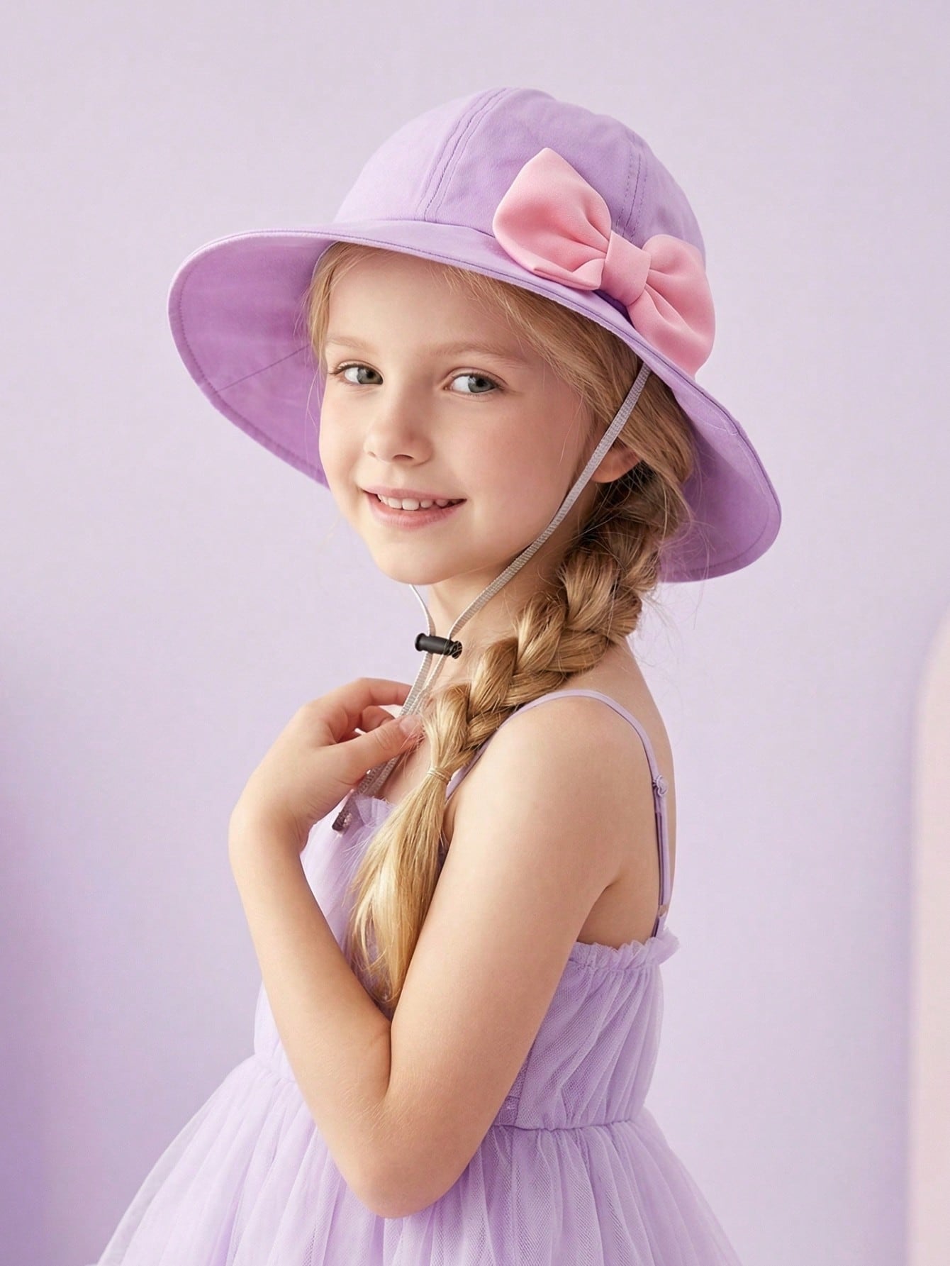 1 個女の子用 3-8Y トレンディなピンクの大きなリボン付 - Kids Outdoor Hat のレビューと価格