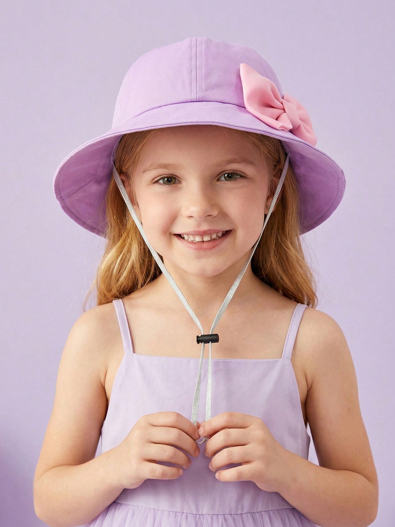 1 個女の子用 3-8Y トレンディなピンクの大きなリボン付 - Kids Outdoor Hat のレビューと価格