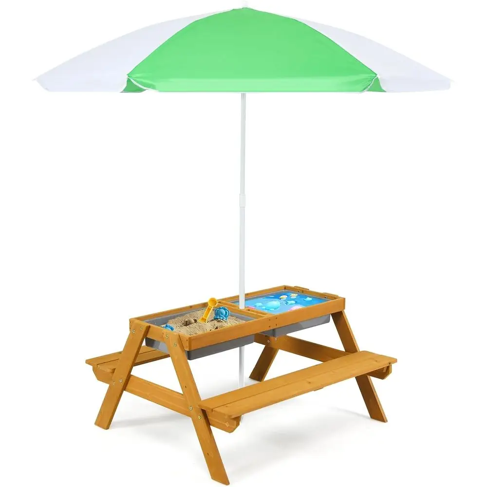 3in1高さ調節可能傘付きキッズピクニックテーブル、水遊び＆ - Kids Outdoor Picnic Table のレビューと価格