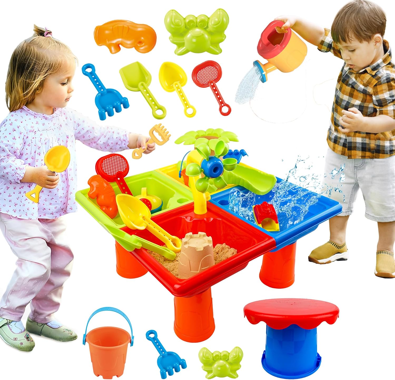 幼児用夏のウォーターテーブル 25 個 4 in 1 子供用 - Kids Outdoor Table のレビューと価格
