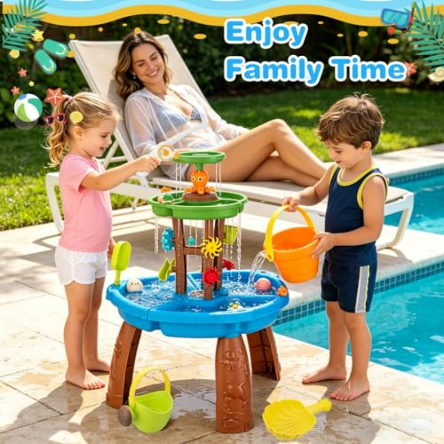 3歳から8歳向けの屋外用ウォーターテーブルおもちゃ、プラスチ - Kids Outdoor Sensory Table のレビューと価格