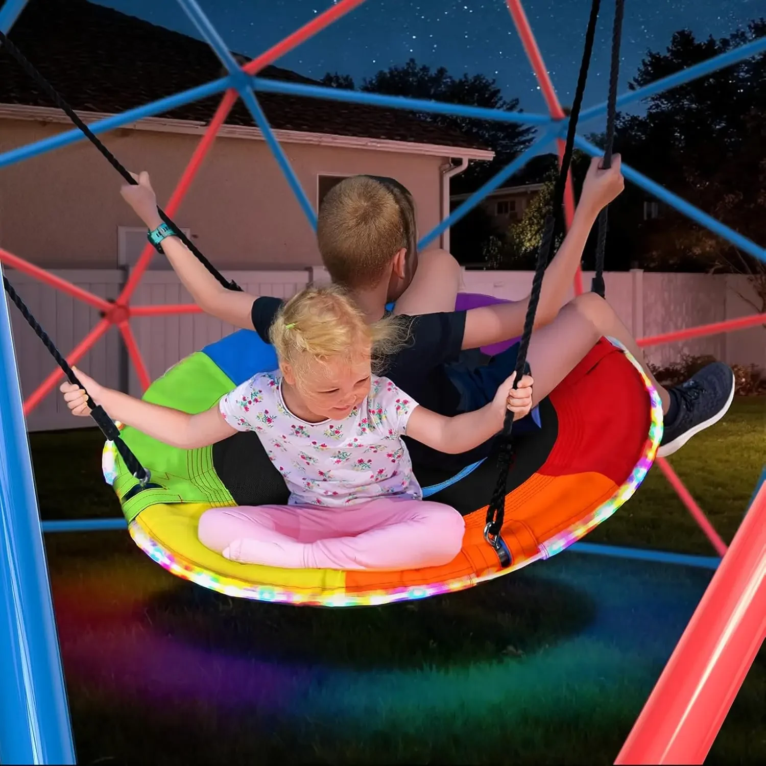 ハプファン クライミングドームスイングセット、LEDソーサー - Kids Outdoor Jungle Gym Dome のレビューと価格