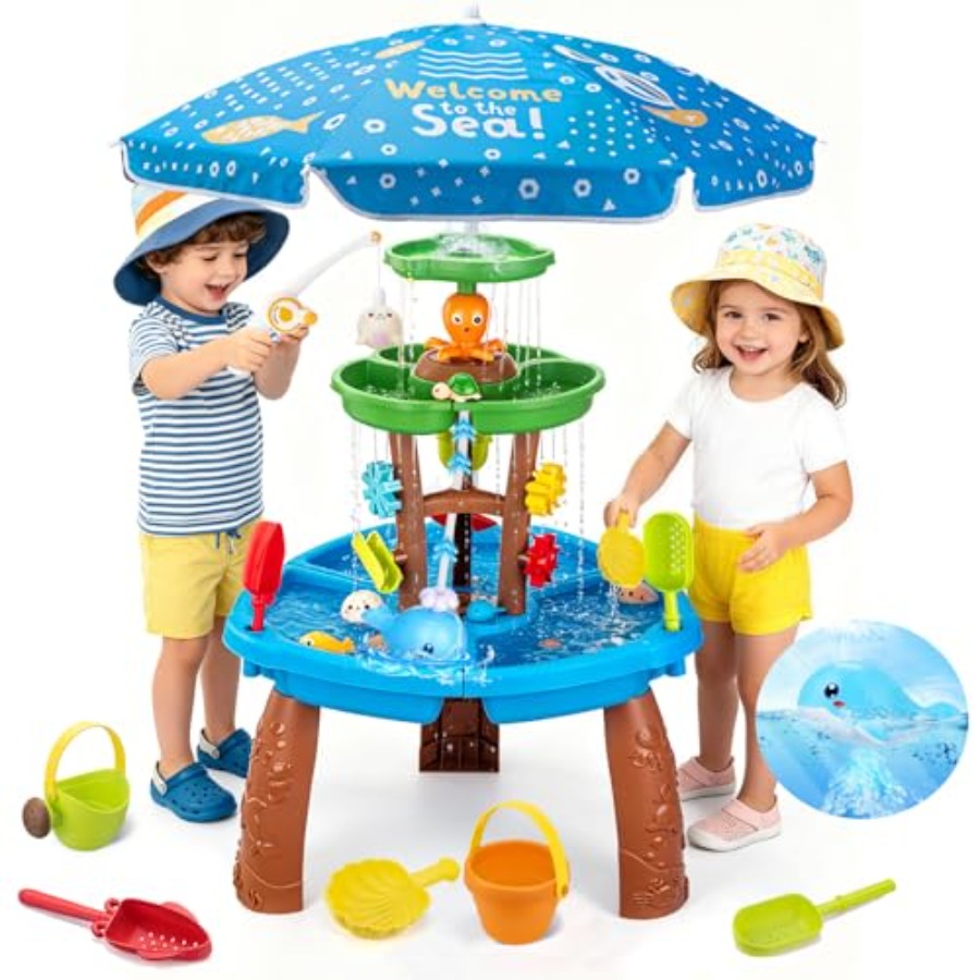 3歳から8歳向けの屋外ウォーターテーブル：プラスチック製感覚 - Kids Outdoor Sensory Table のレビューと価格