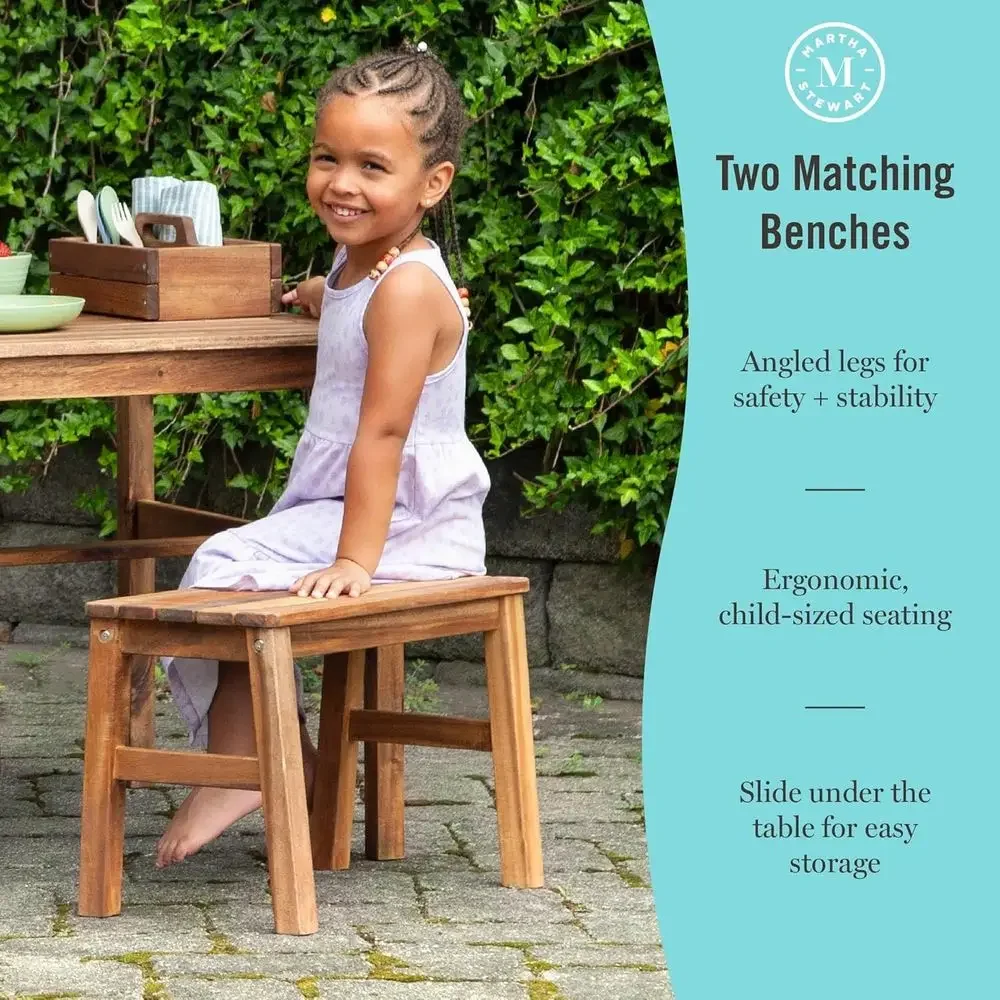 子供用屋外クレートテーブルと2つのベンチセット：アカシア材製 - Kids Outdoor Picnic Table のレビューと価格