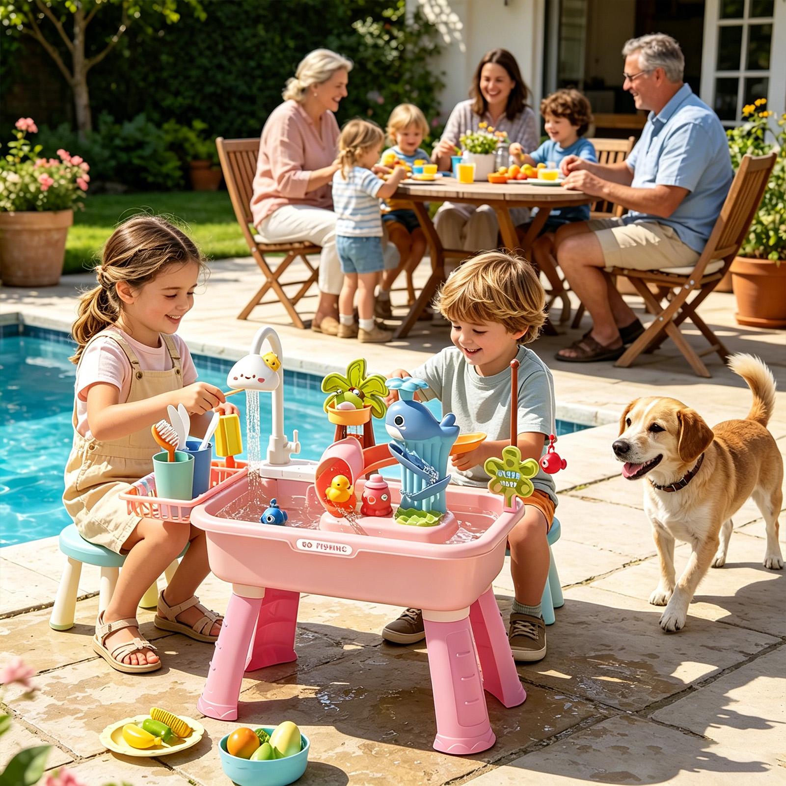 ポンプ付きキッズウォーターテーブル、幼児向け感覚遊びシンクア - Kids Outdoor Sensory Table のレビューと価格