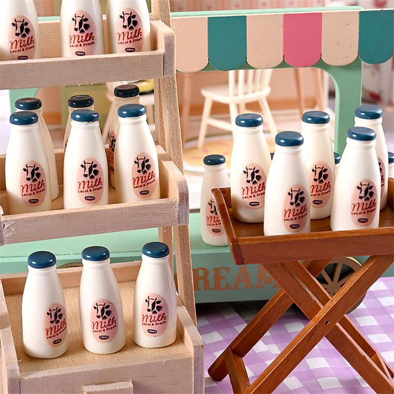 5/10 個ミニチュア食品モデルおもちゃ牛乳瓶ドリンクドール - Kids Outdoor Kitchen Accessories のレビューと価格