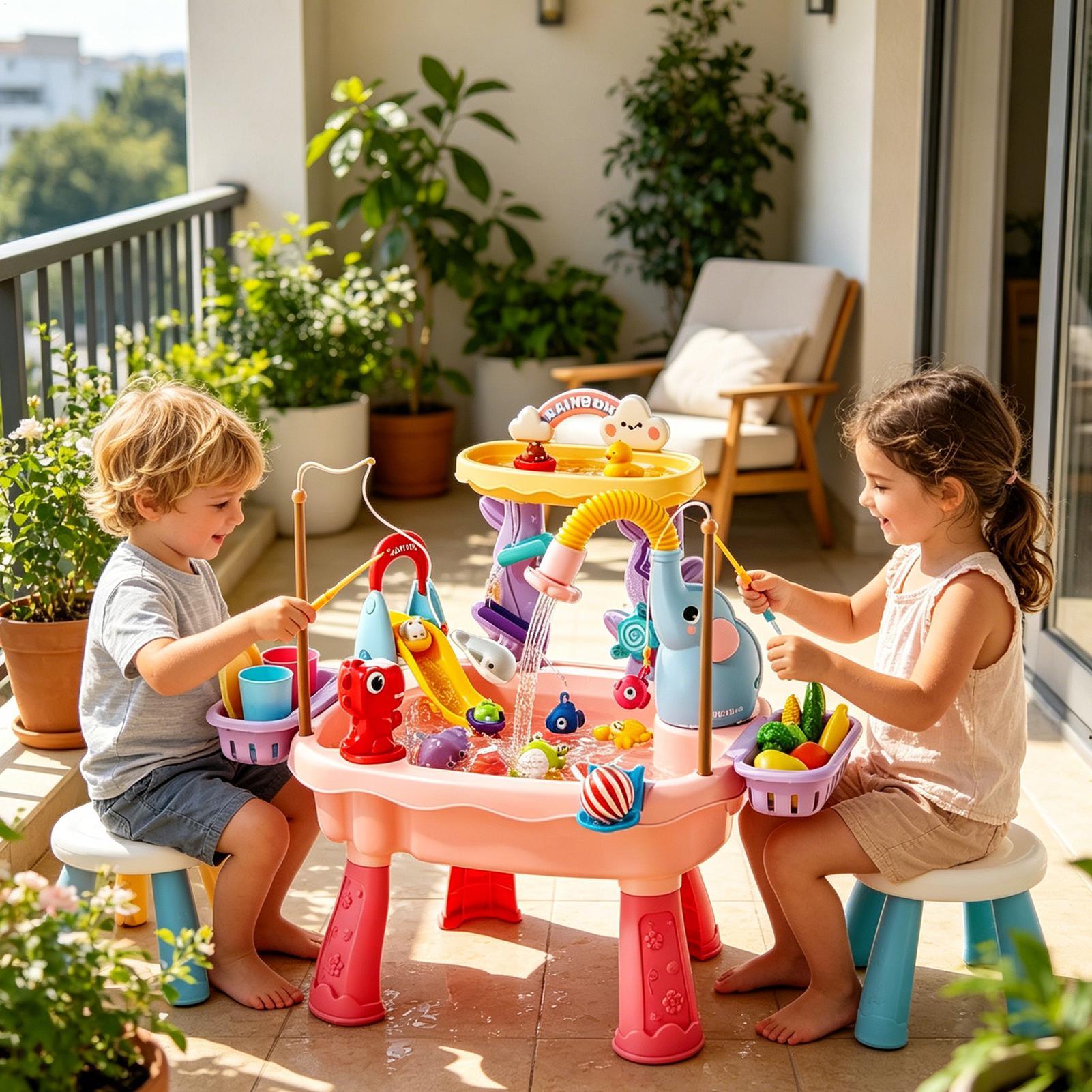 アップグレードされた幼児用ウォーターテーブルキッチン遊び場シ - Kids Outdoor Sensory Table のレビューと価格