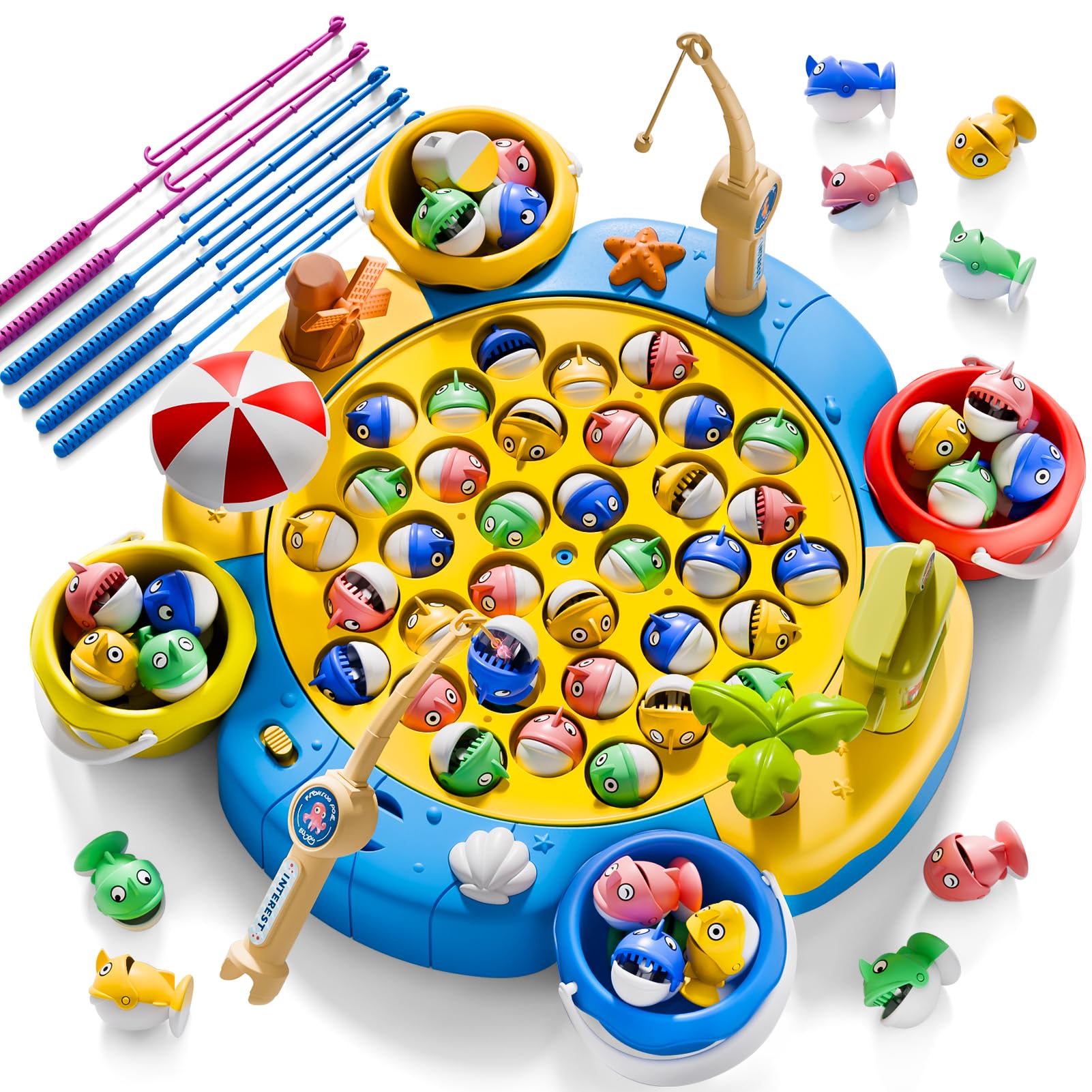 360度回転する磁気釣りゲーム °   回転 - 6本のポー - Kids Outdoor Water Table のレビューと価格