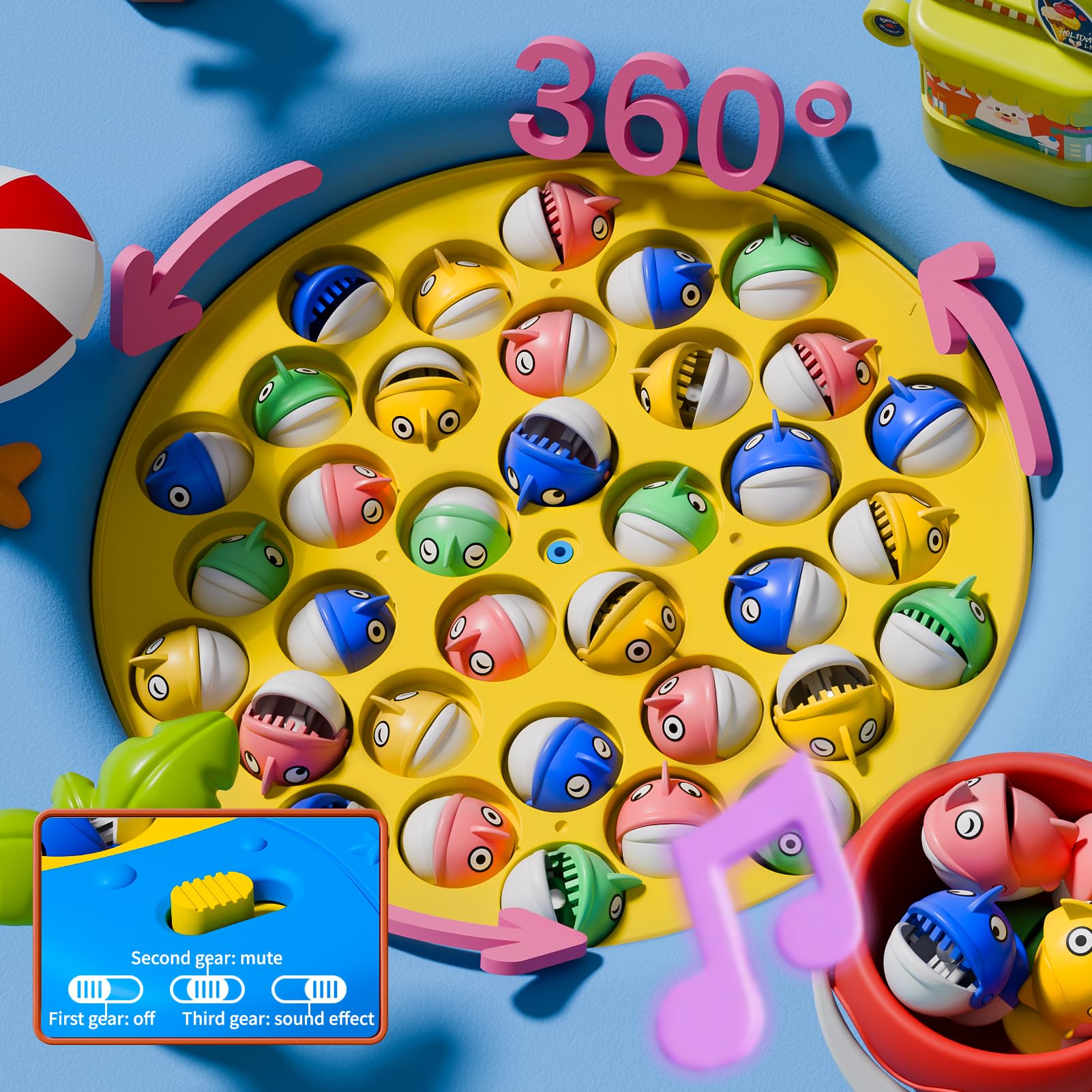 360度回転する磁気釣りゲーム °   回転 - 6本のポー - Kids Outdoor Water Table のレビューと価格
