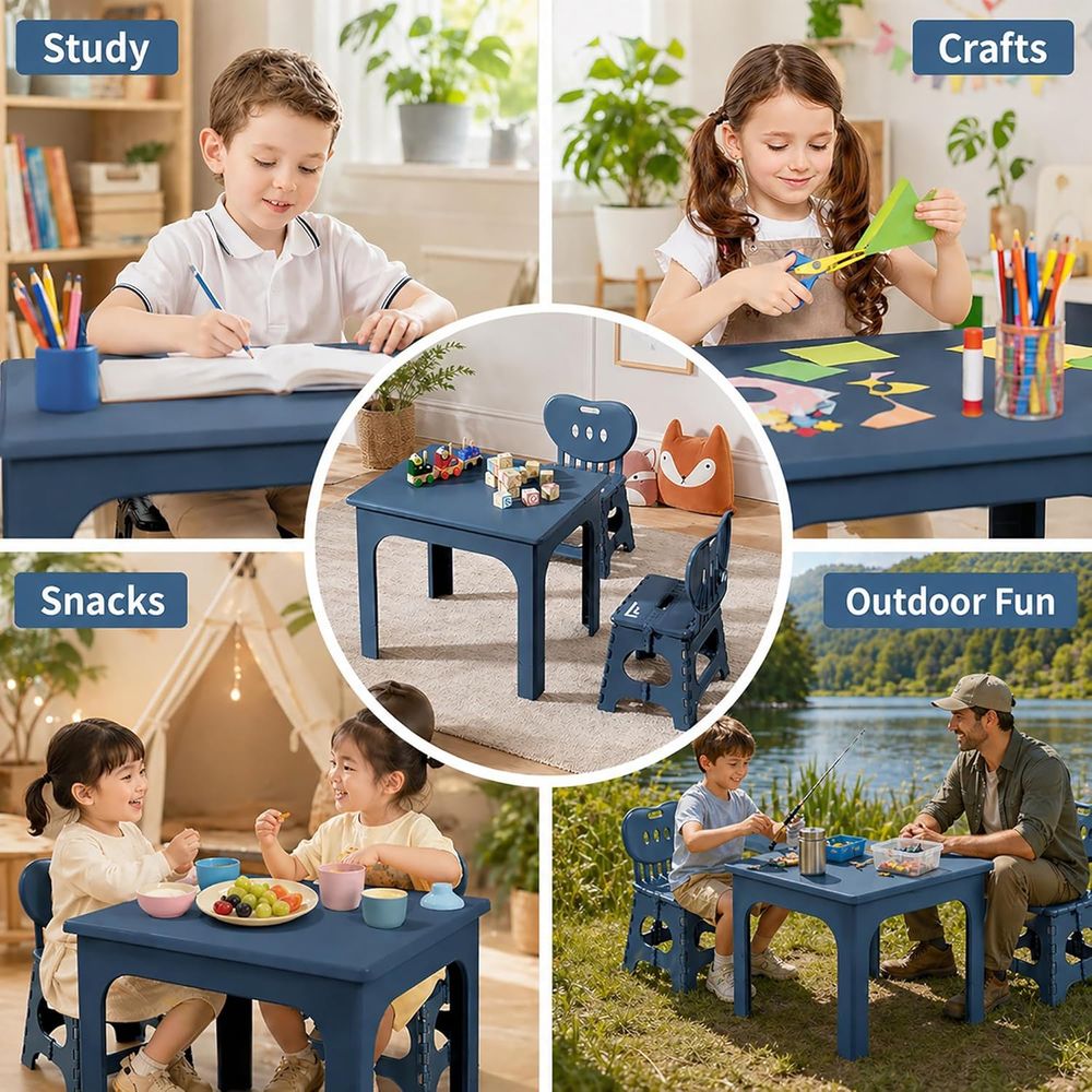 折りたたみ式テーブルと椅子セット、高さ調節可能なポータブルア - Kids Outdoor Table のレビューと価格