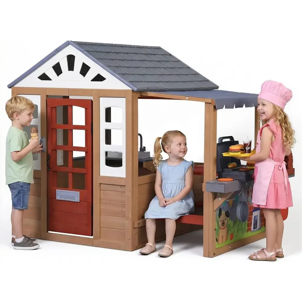 子供用屋外木製プレイハウス、CeWoodenプレイハウス、3 - Kids Outdoor Picnic Table のレビューと価格