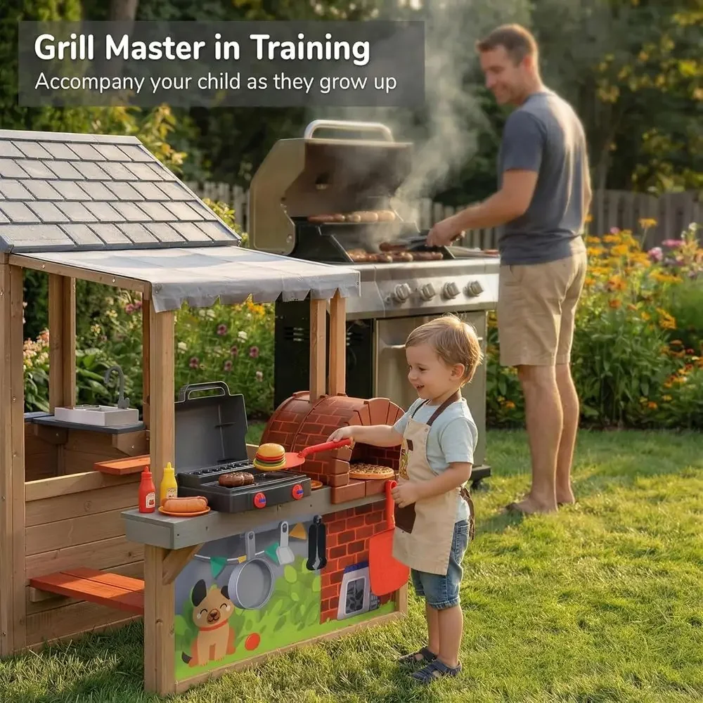 子供用屋外木製プレイハウス、CeWoodenプレイハウス、3 - Kids Outdoor Picnic Table のレビューと価格