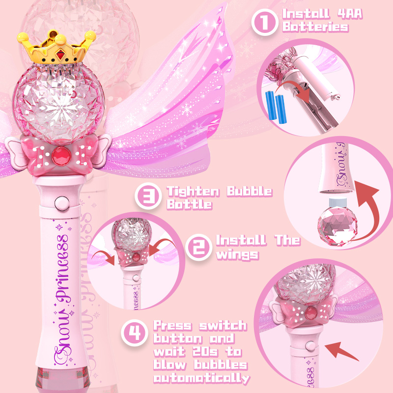 プリンセスエンジェルウィングバブルワンド電動自動バブルブロワ - Bubble Sword Wand のレビューと価格