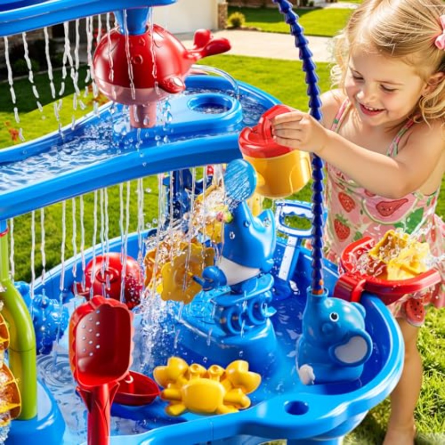 4歳から8歳向けの屋外用ウォーターテーブル、プラスチック製、 - Kids Outdoor Sensory Table のレビューと価格