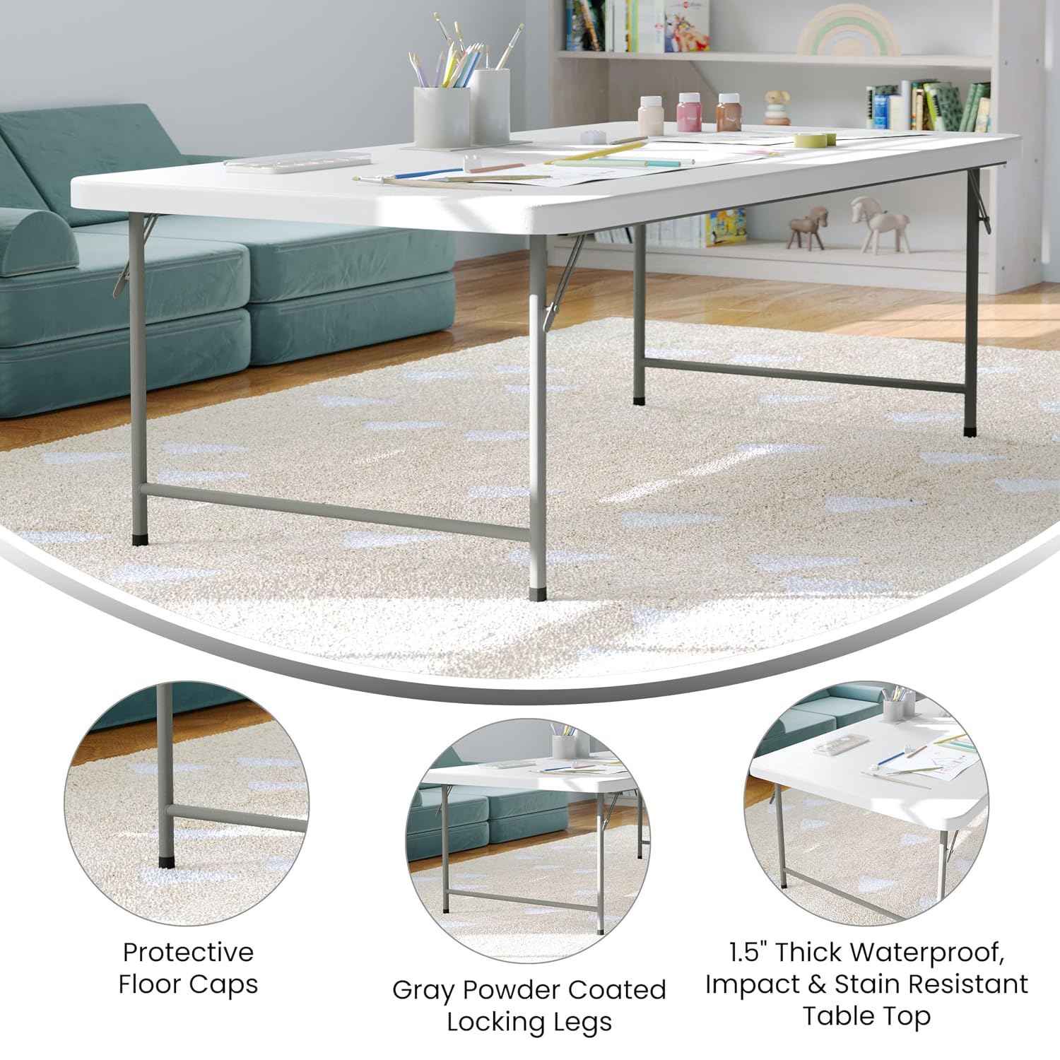 子供用1.5メートルプラスチック折りたたみテーブル、グラナイ - Kids Outdoor Table のレビューと価格