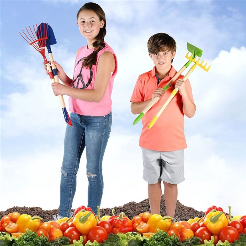 B05C-子供用ガーデンツールセット 4点セット-木製-葉か - Kids Outdoor Garden Set のレビューと価格