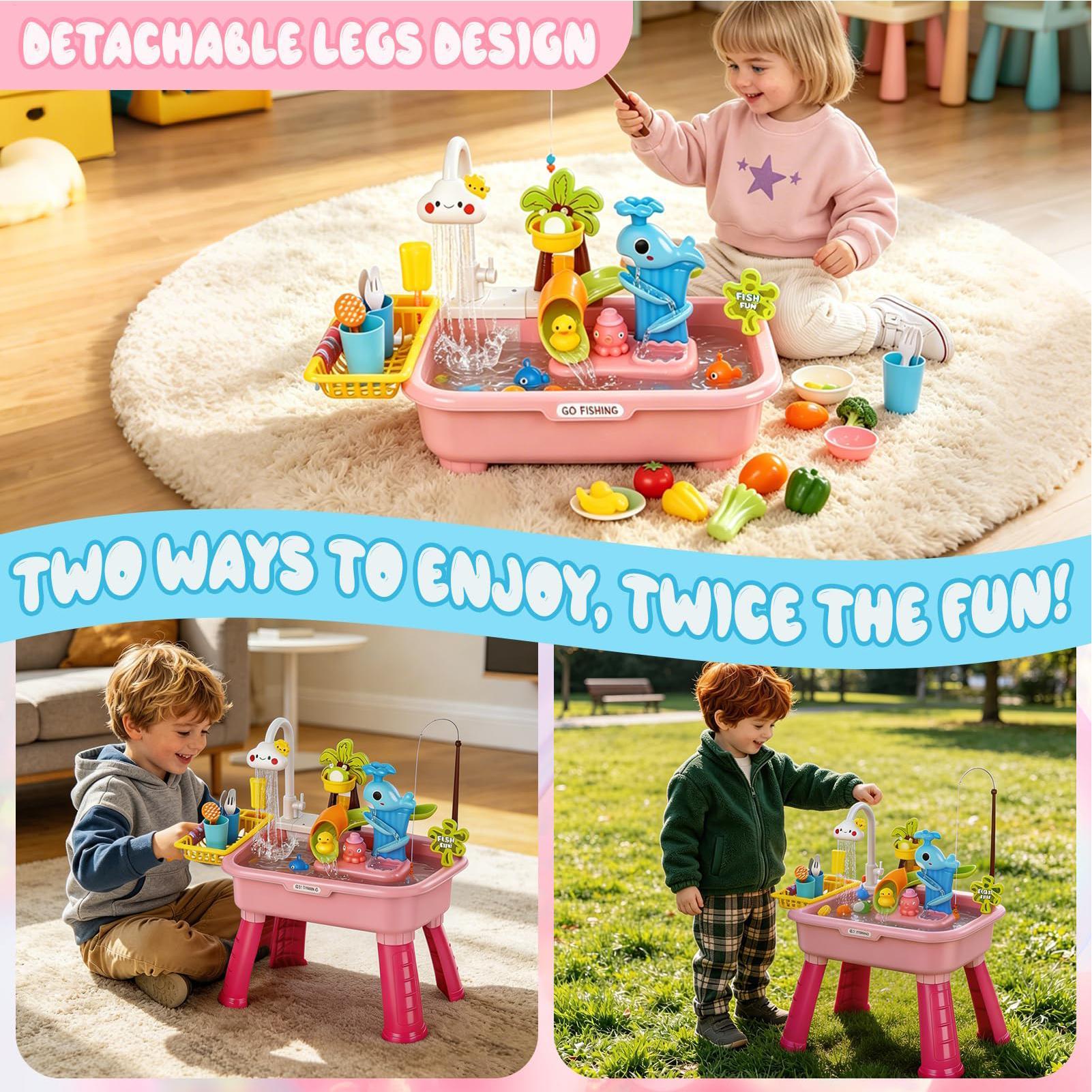 アップグレードされた幼児用ウォーターテーブルキッチン遊び場シ - Kids Outdoor Sensory Table のレビューと価格