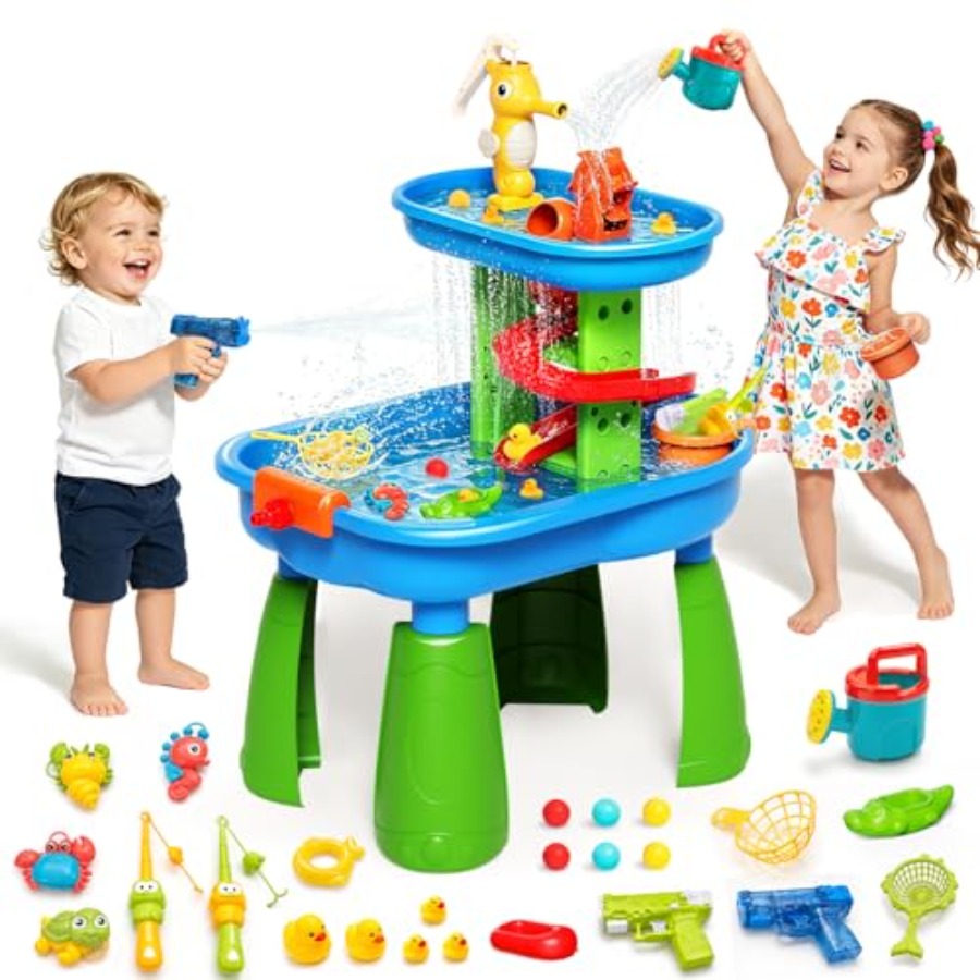 3歳から8歳向けの屋外ウォーターテーブル、STEM 28個入 - Kids Outdoor Sensory Table のレビューと価格