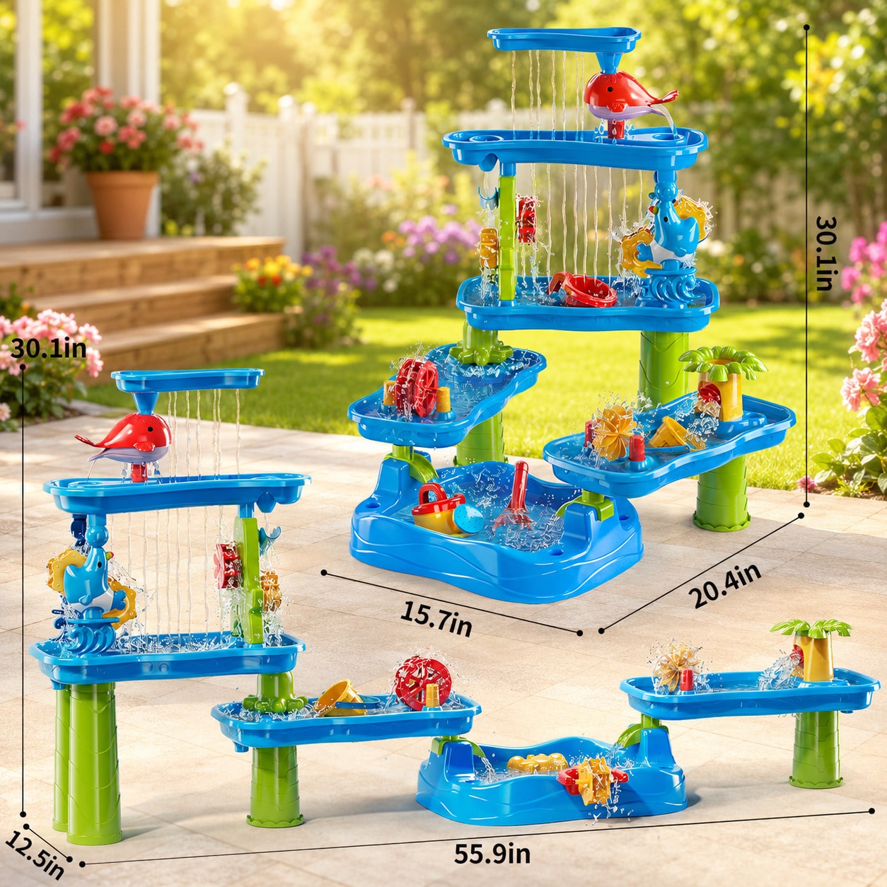 子供用5段ウォーターテーブル、砂浜おもちゃ付き子供用ウォータ - Kids Outdoor Sensory Table のレビューと価格