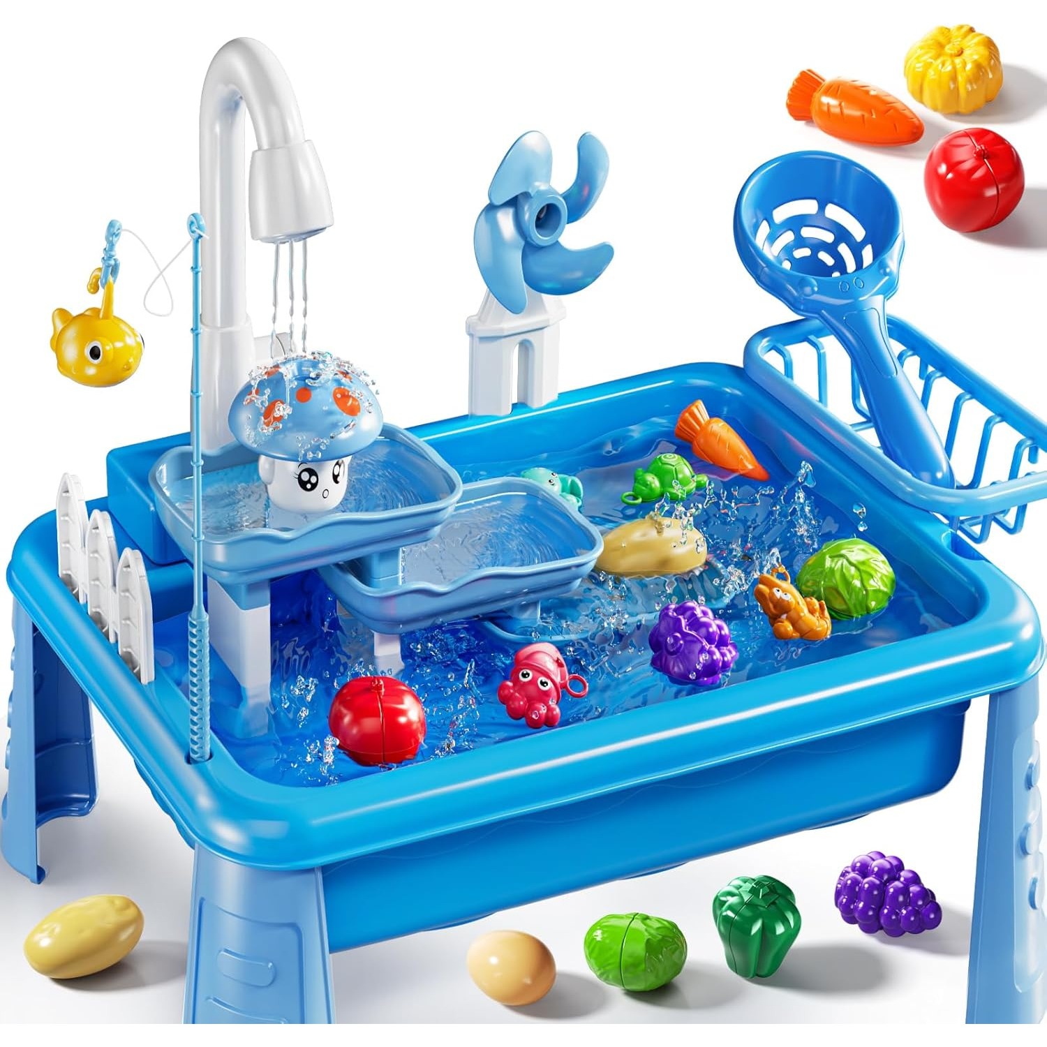 子供用ウォーターテーブル遊び場シンクおもちゃ、流水付き屋外キ - Kids Outdoor Table のレビューと価格