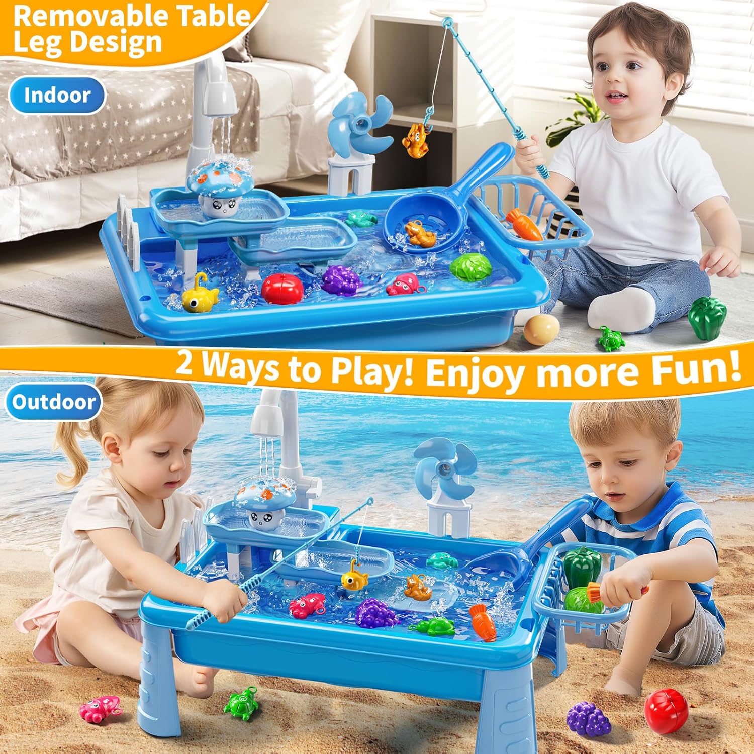 子供用ウォーターテーブル遊び場シンクおもちゃ、流水付き屋外キ - Kids Outdoor Table のレビューと価格
