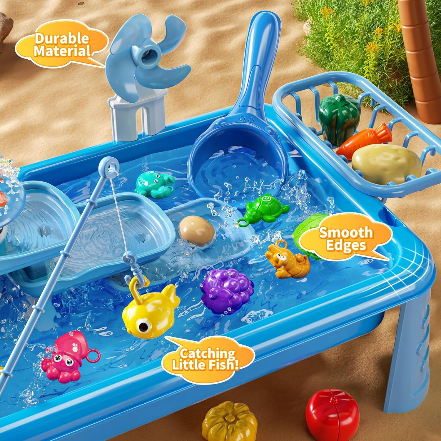 子供用ウォーターテーブル遊び場シンクおもちゃ、流水付き屋外キ - Kids Outdoor Table のレビューと価格