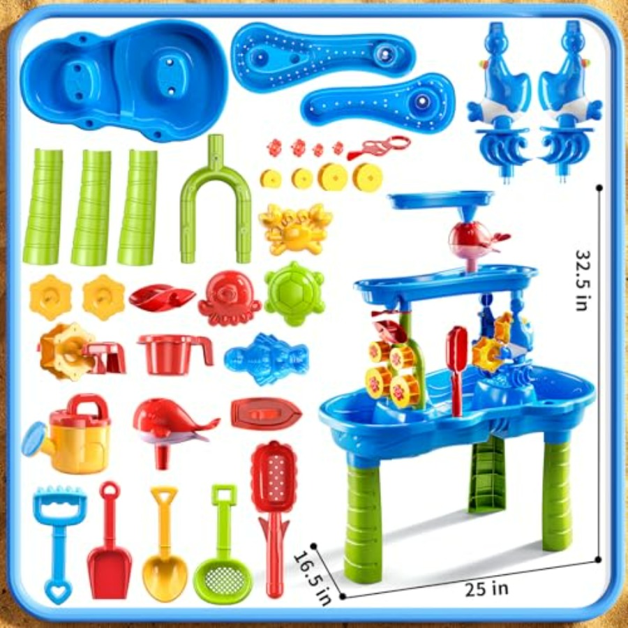 3～8歳のお子様向け屋外3段感覚遊びテーブル、滝のデザインが - Kids Outdoor Sensory Table のレビューと価格
