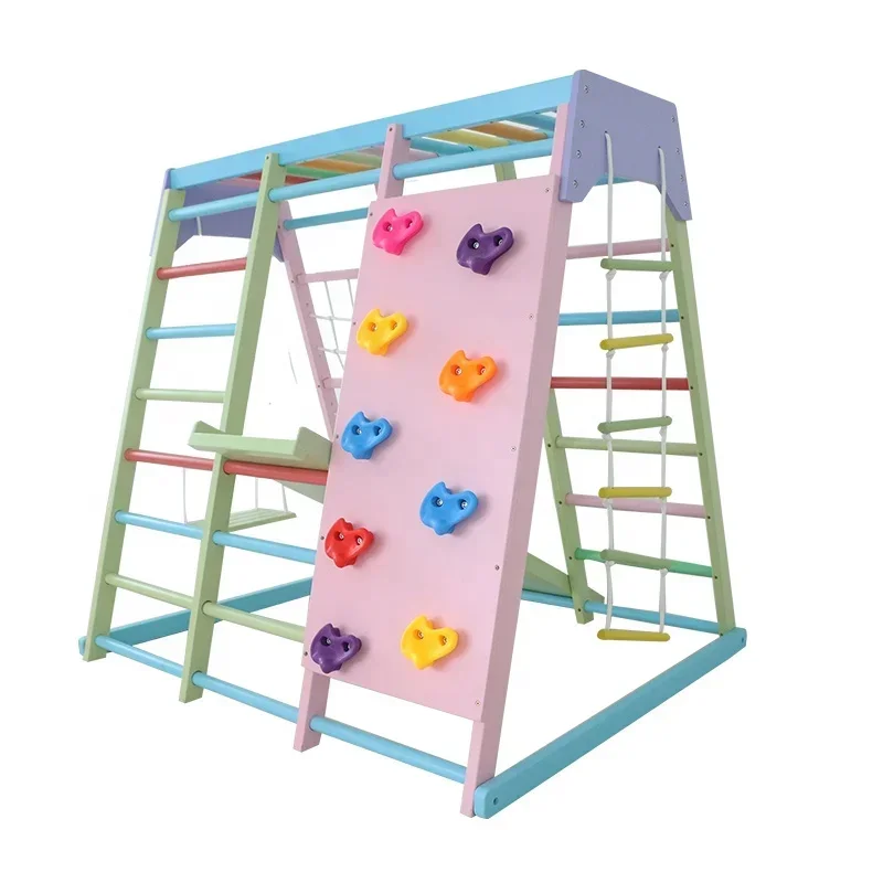 子供用木製クライミングフレーム屋内セット、ブランコ、滑り台、 - Kids Outdoor Frame のレビューと価格