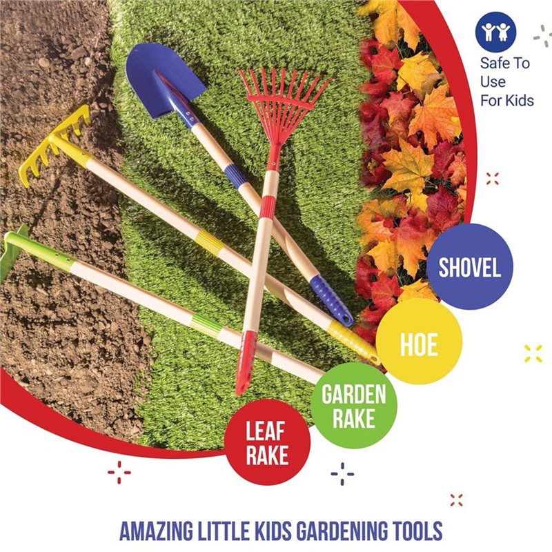 ABXE-子供用ガーデンツールセット 木製4点セット-シャベ - Kids Outdoor Garden Set のレビューと価格