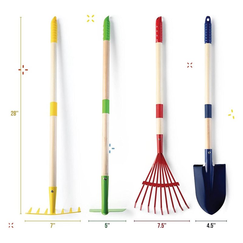 ABXE-子供用ガーデンツールセット 木製4点セット-シャベ - Kids Outdoor Garden Set のレビューと価格