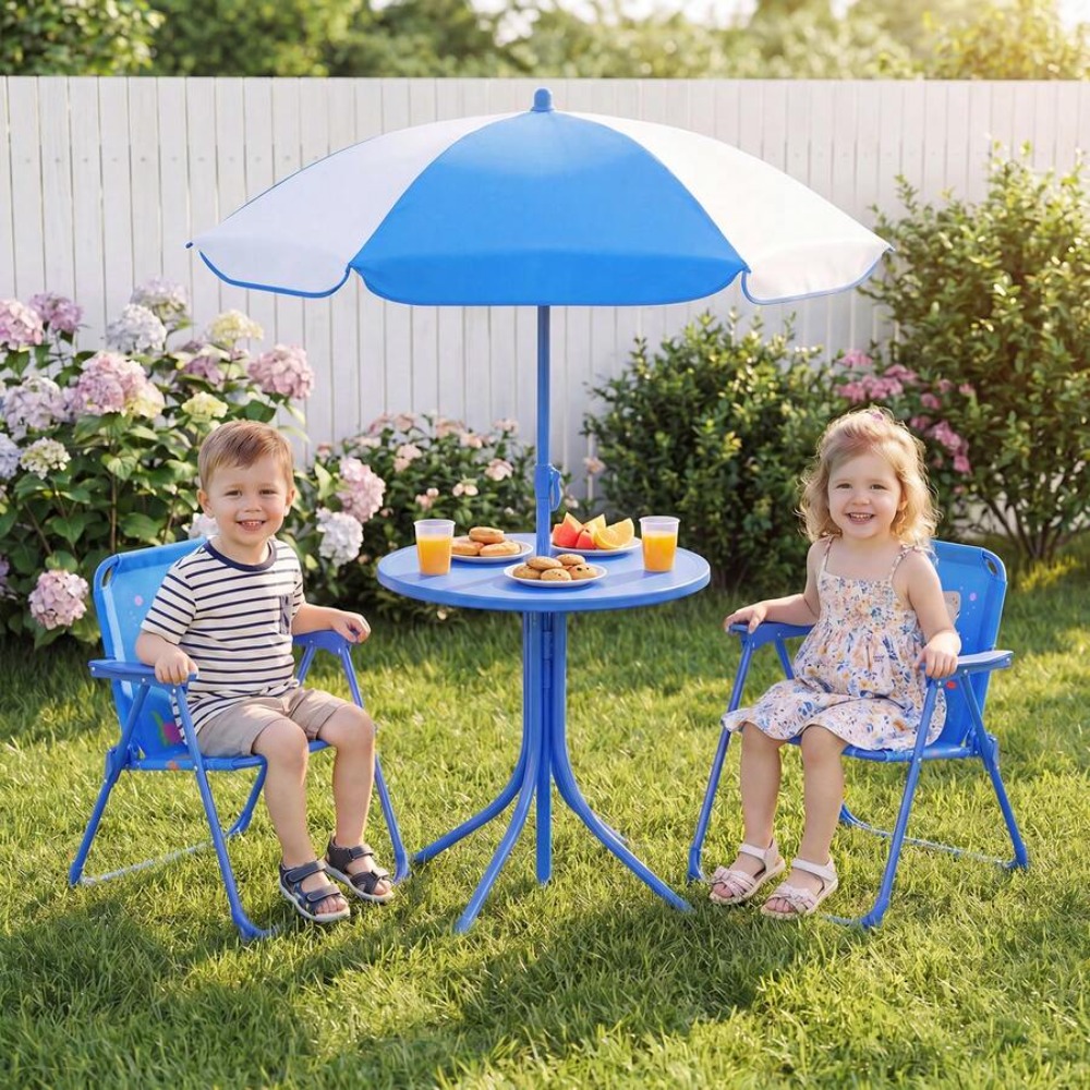 子供用ピクニックテーブルアウトドアセット、折りたたみ椅子2脚 - Kids Outdoor Picnic Table のレビューと価格